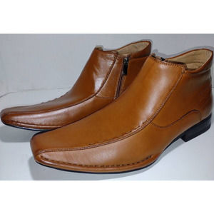Majestic Mens Ankle Boots Brown Bicycle Toe Side Zip Leather Lined 10.5 New